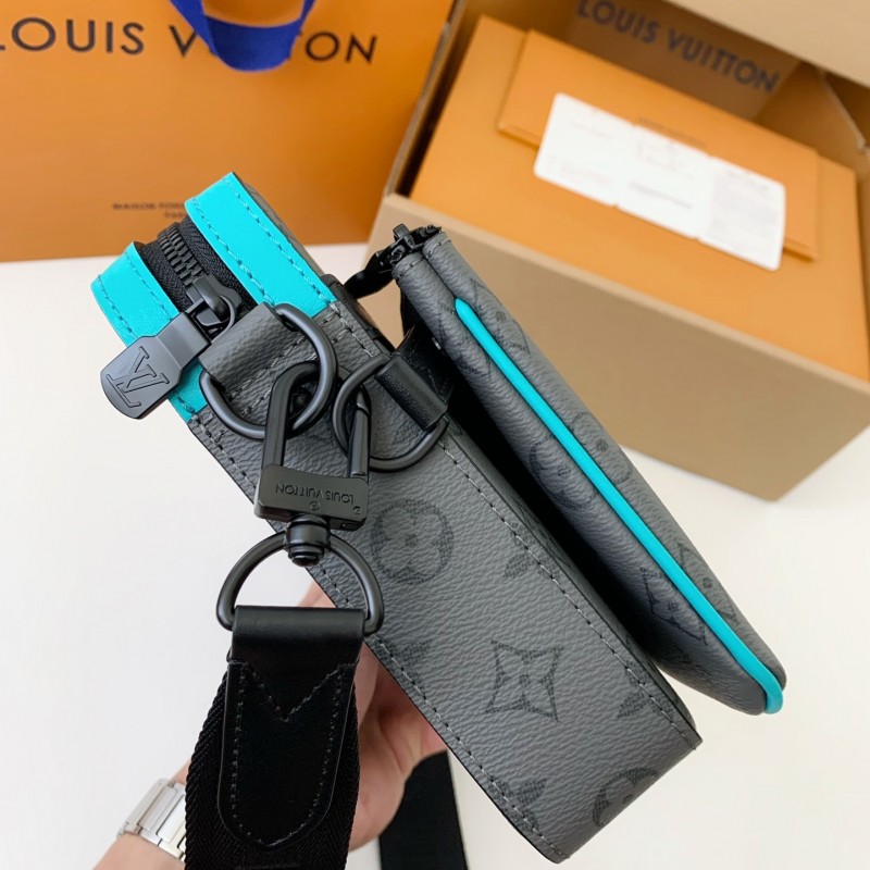 L0*is V*t0n Trio New Men’s colour-matching postman bag M11648  Size：25*18.5*7cm