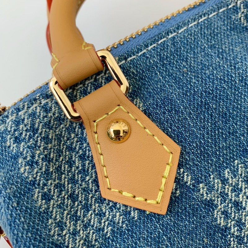 L0*is V*t0n The new SPEEDY 18bandouli ère tannin denim handbag  N40682  Size：18*12*10cm