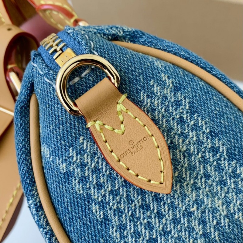 L0*is V*t0n The new SPEEDY 18bandouli ère tannin denim handbag  N40682  Size：18*12*10cm