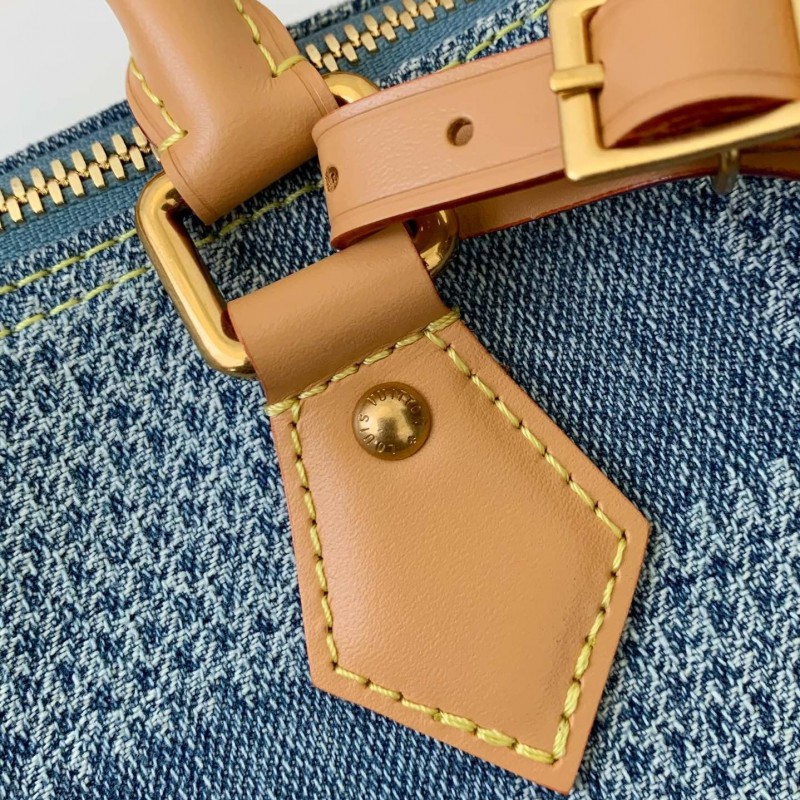 L0*is V*t0n The new SPEEDY 25bandouli ère tannin denim handbag  N40700  Size：25*15*15cm