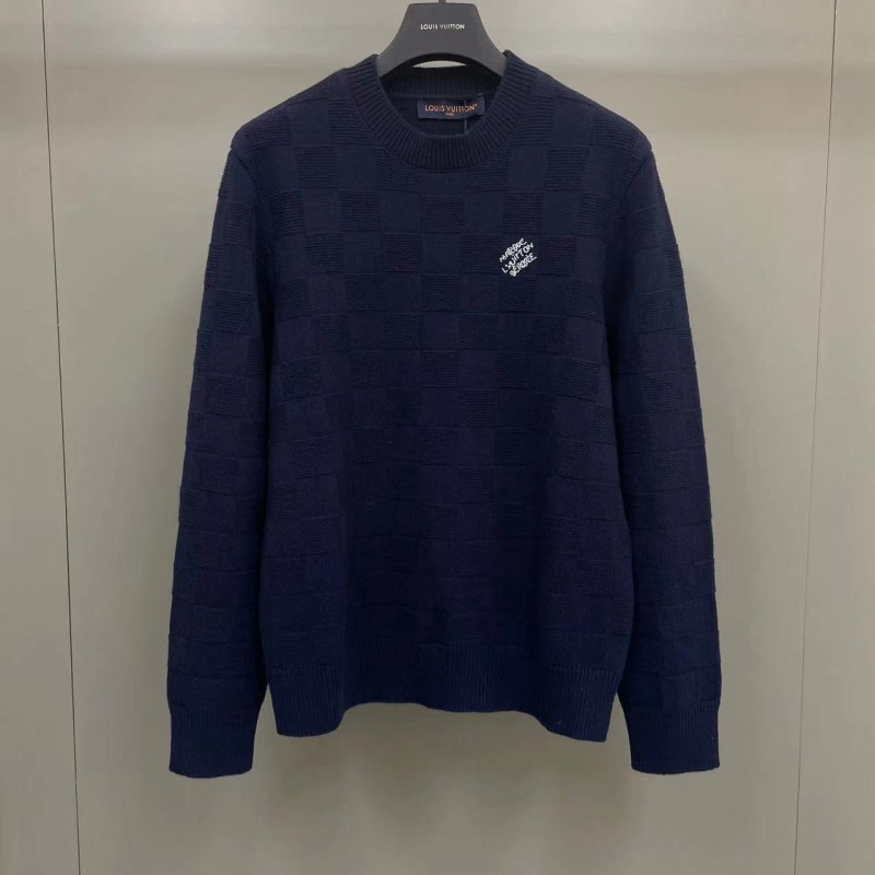 L0*is V*t0n Beaded Checkerboard Crew Neck Sweater