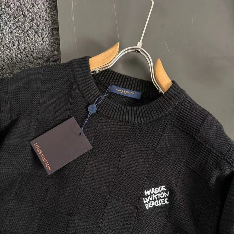 L0*is V*t0n Beaded Checkerboard Crew Neck Sweater