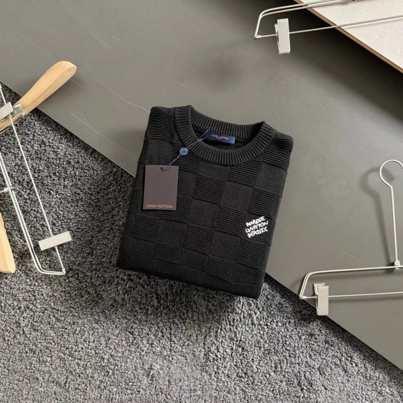 L0*is V*t0n Beaded Checkerboard Crew Neck Sweater