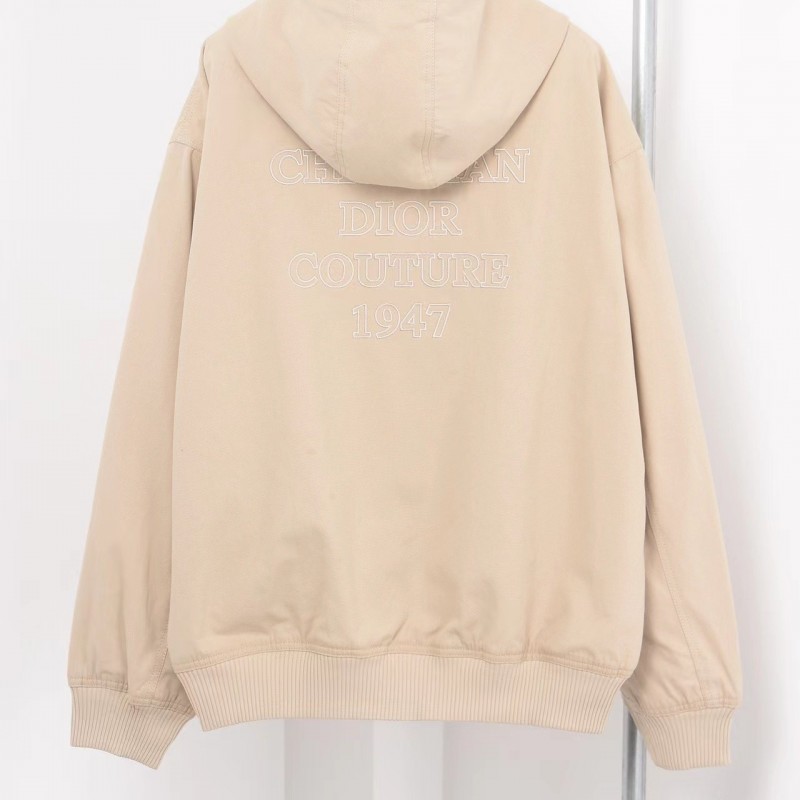 D*0r monogram embroidered zip-up hooded jacket