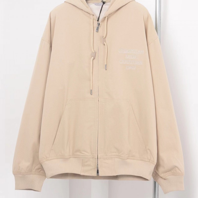 D*0r monogram embroidered zip-up hooded jacket
