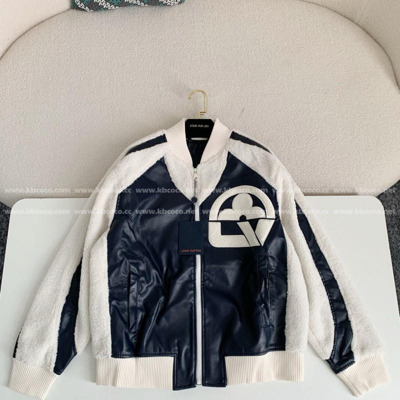 L0*is V*t0n floral lettering lambskin baseball jacket