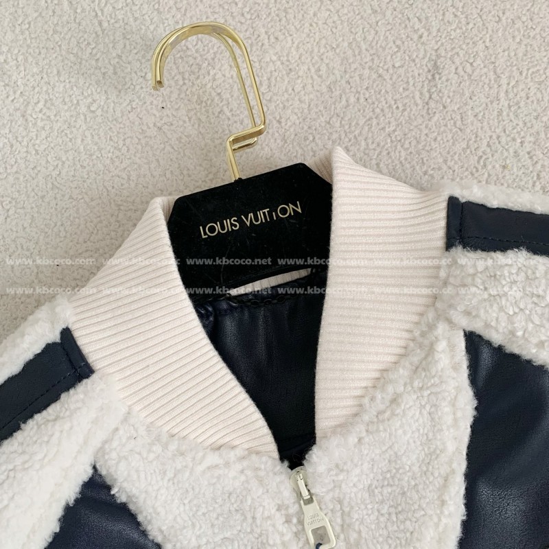 L0*is V*t0n floral lettering lambskin baseball jacket