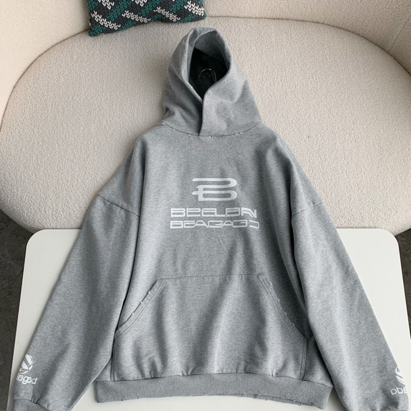 Ba*len*cia*ga logo print sports hooded sweatshirt