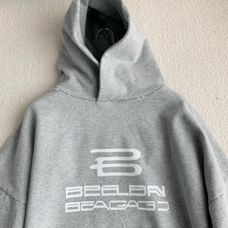 Ba*len*cia*ga logo print sports hooded sweatshirt