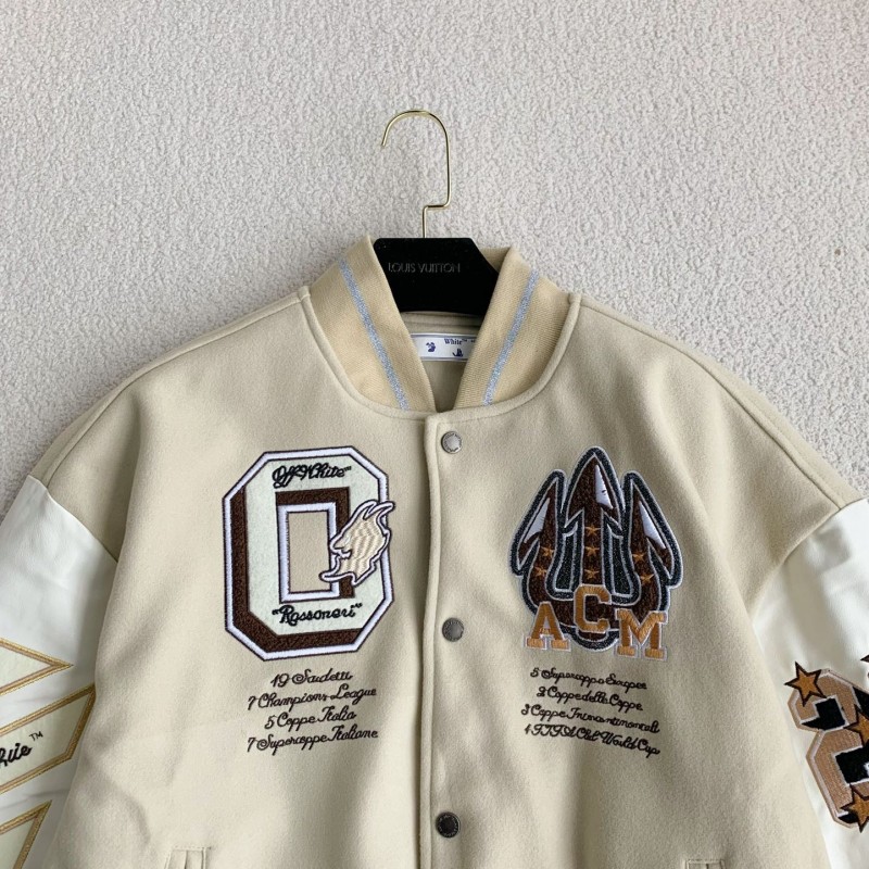 OFF-WHITE xAc Milan FW22 Collaborative Colorblock Baseball Jacket