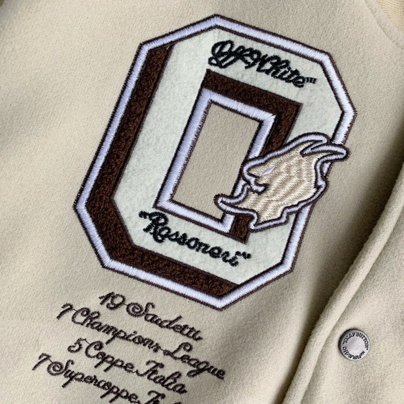 OFF-WHITE xAc Milan FW22 Collaborative Colorblock Baseball Jacket