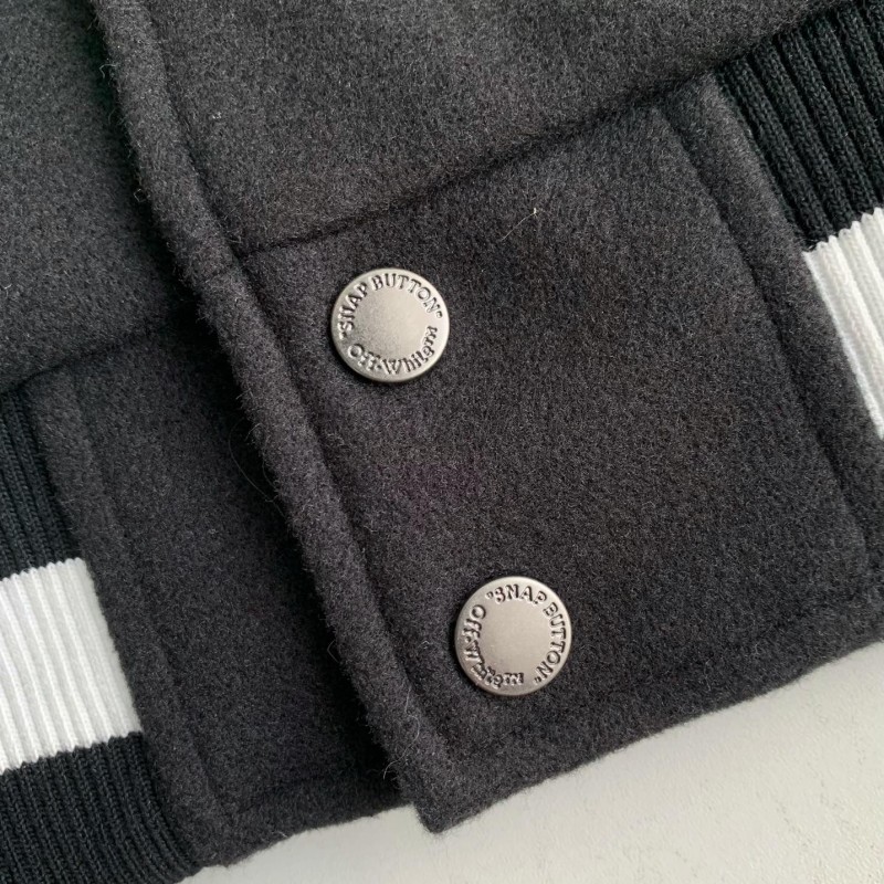 OFF-WHITE xAc Milan FW22 Collaborative Colorblock Baseball Jacket