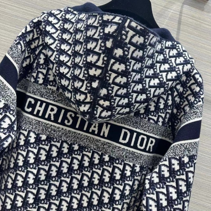 D*0r all-over jacquard reversible wool zip-up hoodie