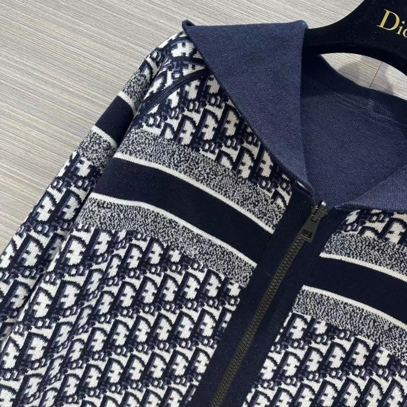 D*0r all-over jacquard reversible wool zip-up hoodie