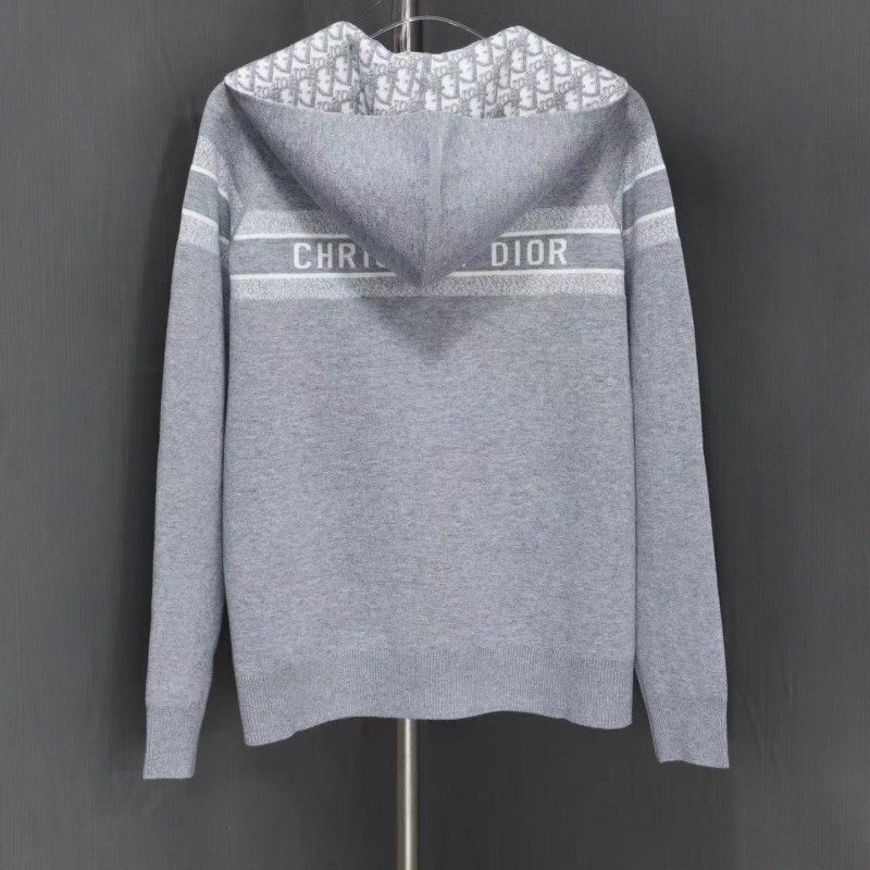 D*0r all-over jacquard reversible wool zip-up hoodie