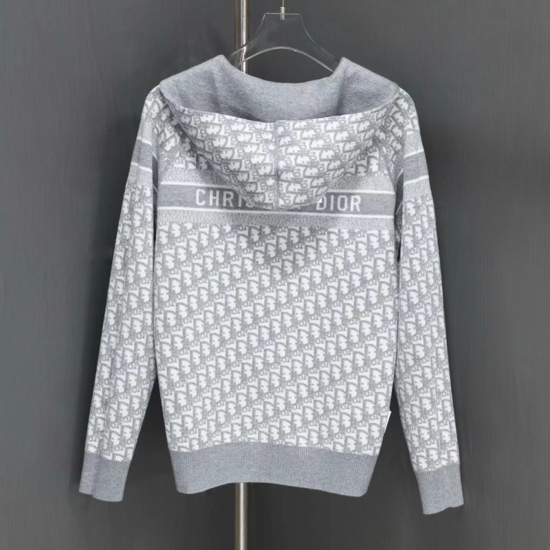 D*0r all-over jacquard reversible wool zip-up hoodie