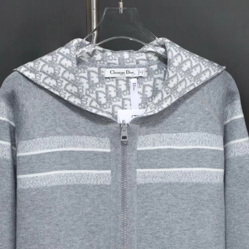 D*0r all-over jacquard reversible wool zip-up hoodie