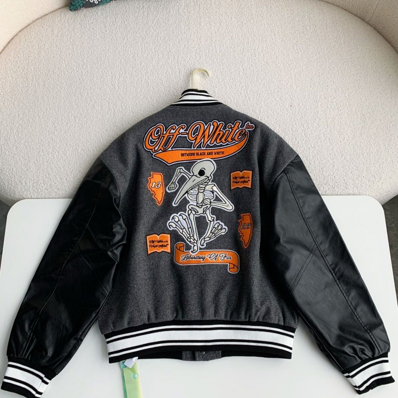 OFF-WHITE  FW21  Alphabet pattern Baseball uniform