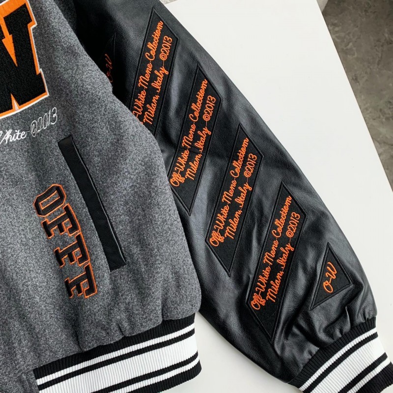 OFF-WHITE  FW21  Alphabet pattern Baseball uniform