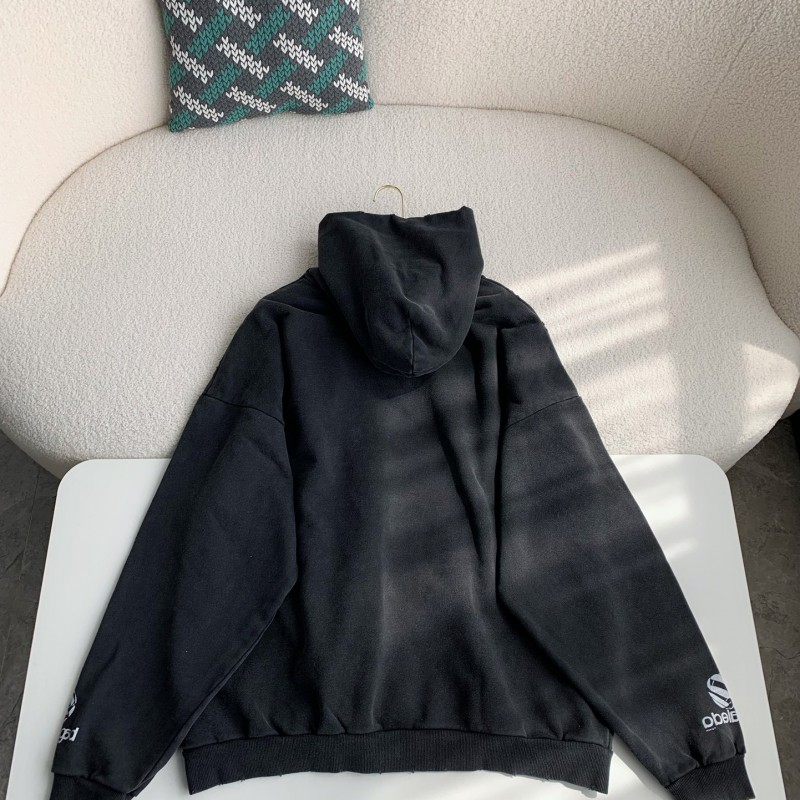 Ba*len*cia*ga logo print sports hooded sweatshirt