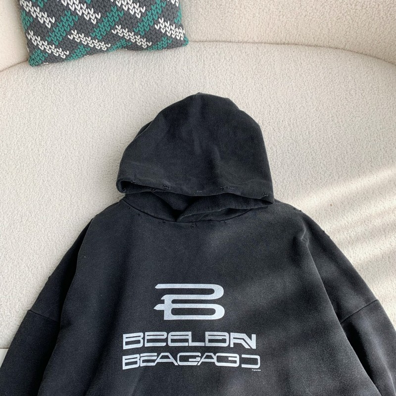 Ba*len*cia*ga logo print sports hooded sweatshirt