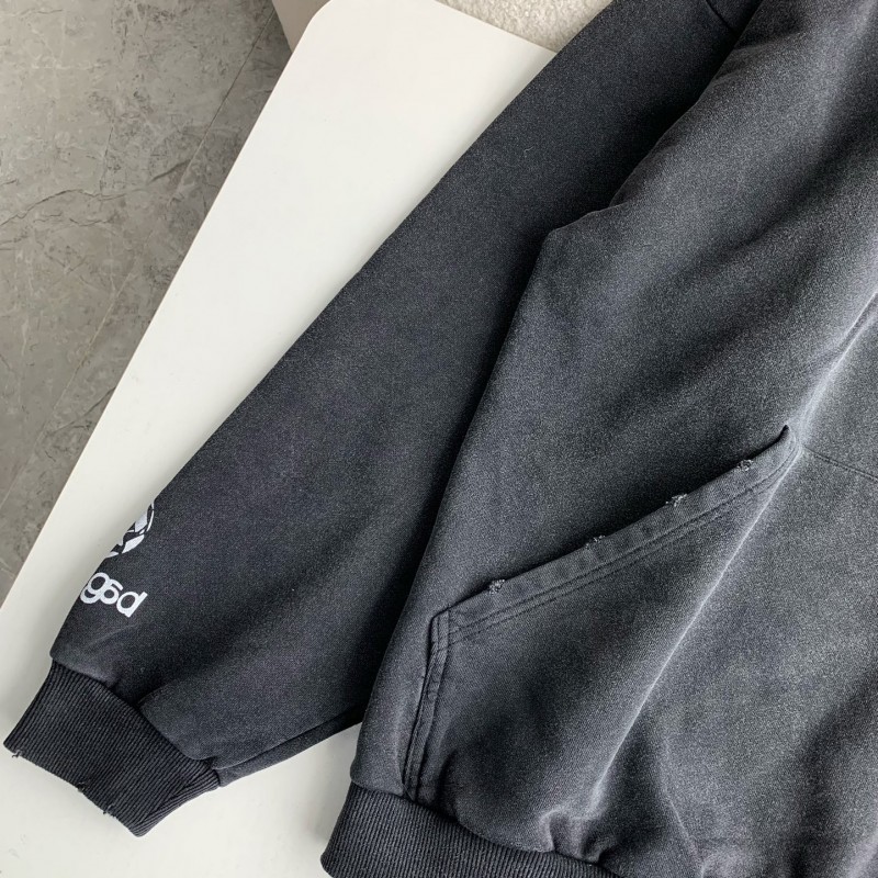 Ba*len*cia*ga logo print sports hooded sweatshirt