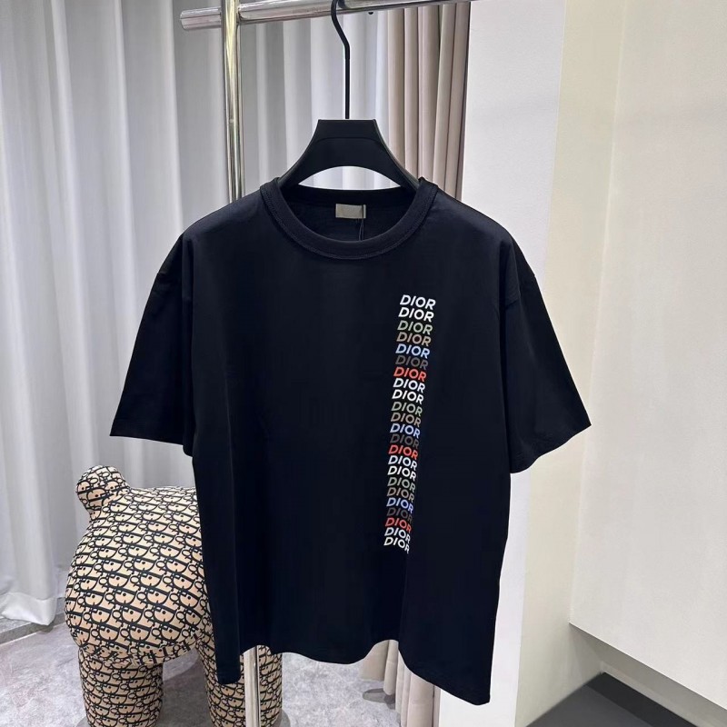 D*0r24ss rainbow letter round neck short sleeve