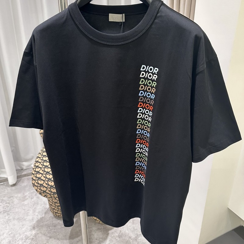 D*0r24ss rainbow letter round neck short sleeve