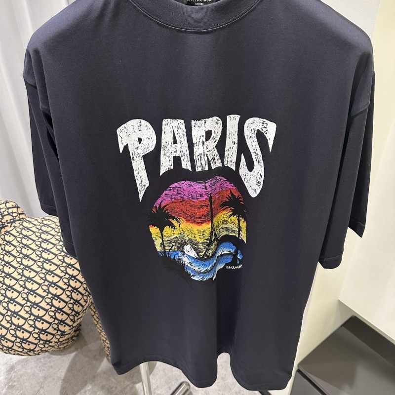 Ba*len*cia*ga 24ss sunset coconut tree tower short sleeve