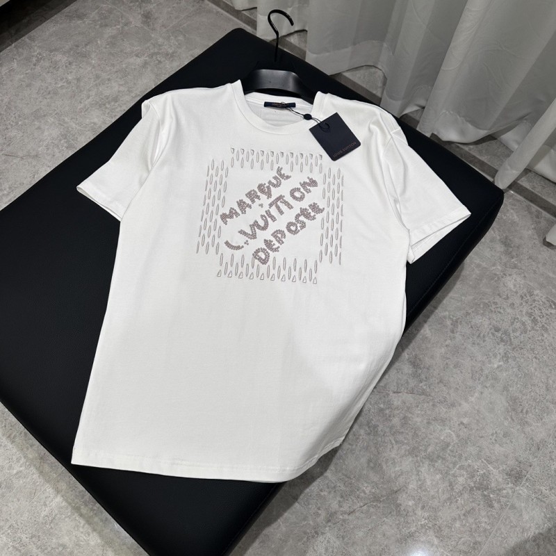 L0*is V*t0n 24ss pearl lettering embroidered round neck T-shirt