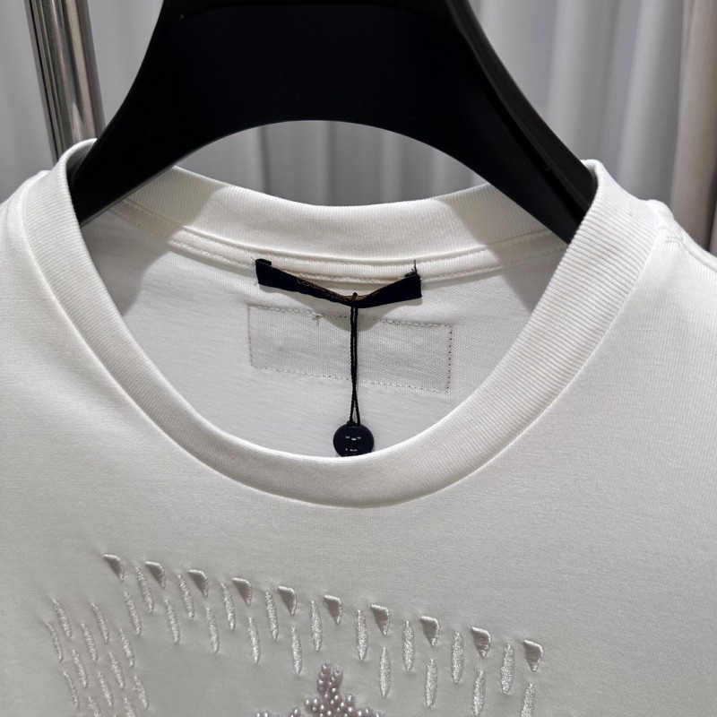 L0*is V*t0n 24ss pearl lettering embroidered round neck T-shirt