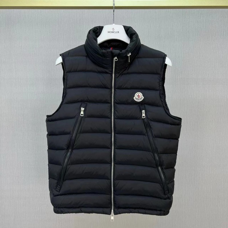 Moncler new albyt oblique zipper hidden hood stand collar vest