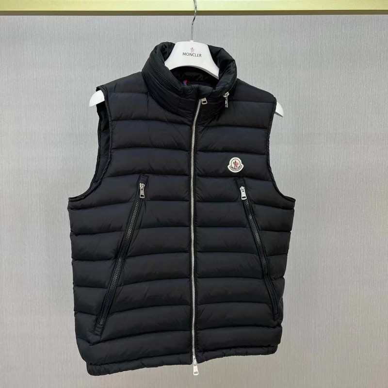 Moncler new albyt oblique zipper hidden hood stand collar vest