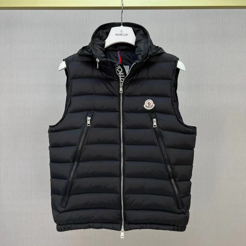 Moncler new albyt oblique zipper hidden hood stand collar vest
