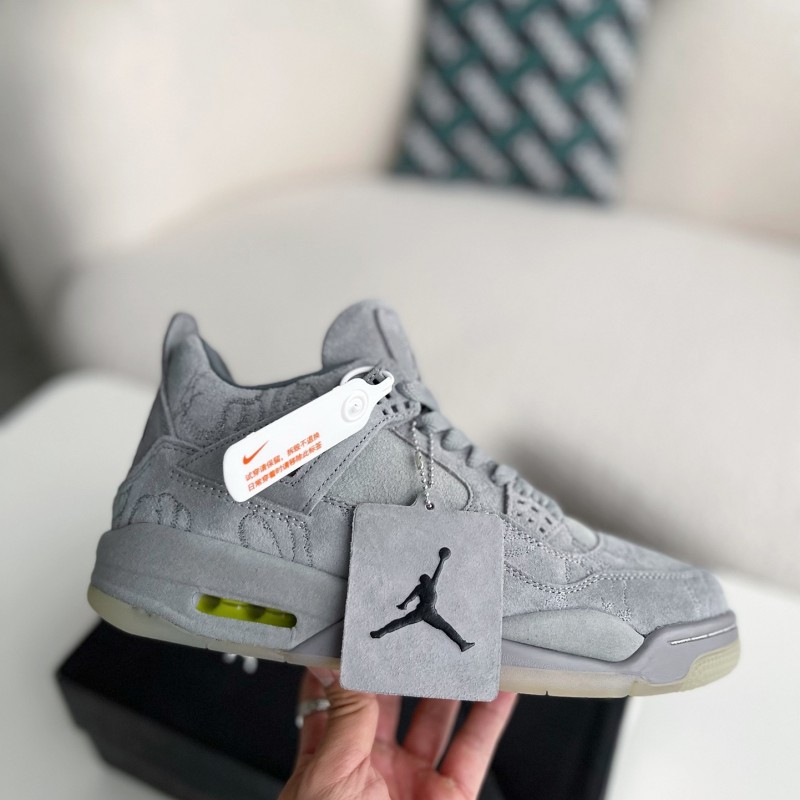 Jordan Air Jordan 4 retro kaws suede lightweight wear-resistant non-slip mid-top