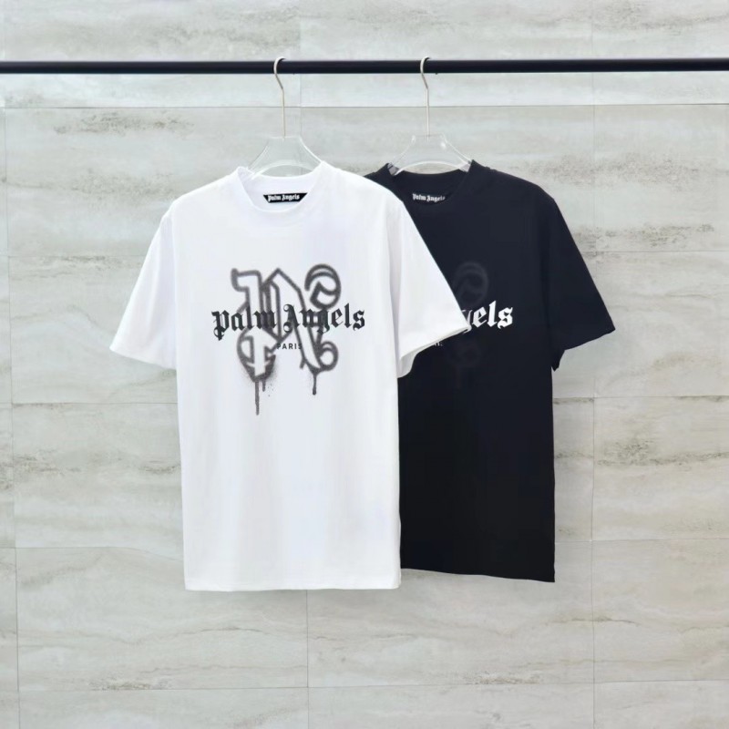 palm Angels lettering spray-painted short-sleeves