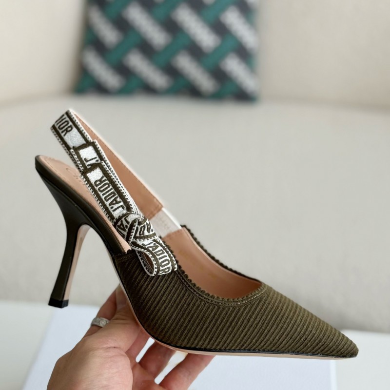 D*0r Pointed toe slingback high heels 6.5cm