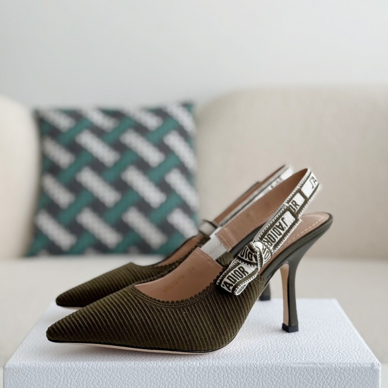 D*0r Pointed toe slingback high heels 6.5cm