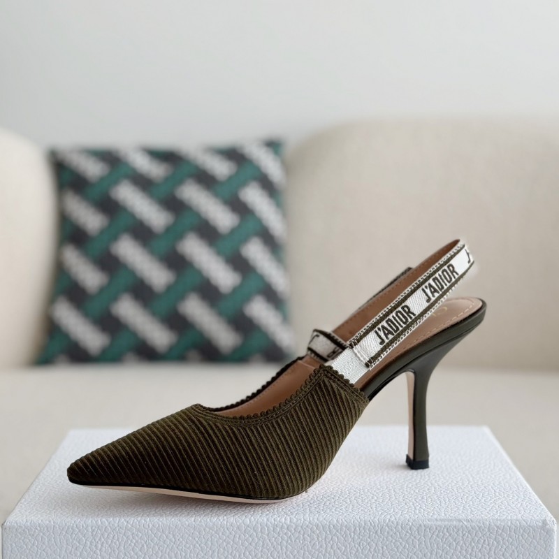 D*0r Pointed toe slingback high heels 6.5cm