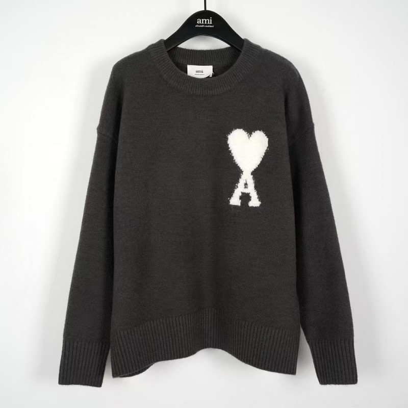 Ami autumn and winter new alpaca wool round neck sweater