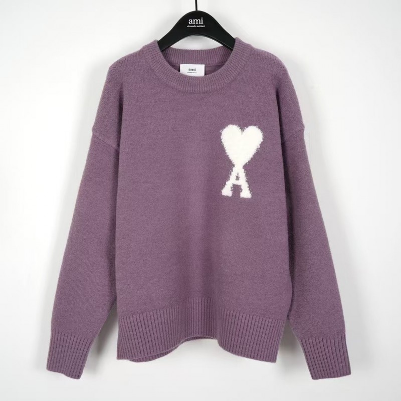 Ami autumn and winter new alpaca wool round neck sweater