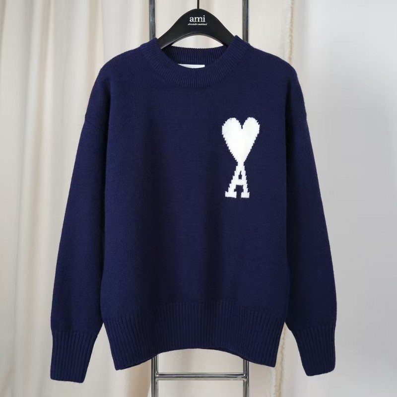 Ami autumn and winter new alpaca wool round neck sweater