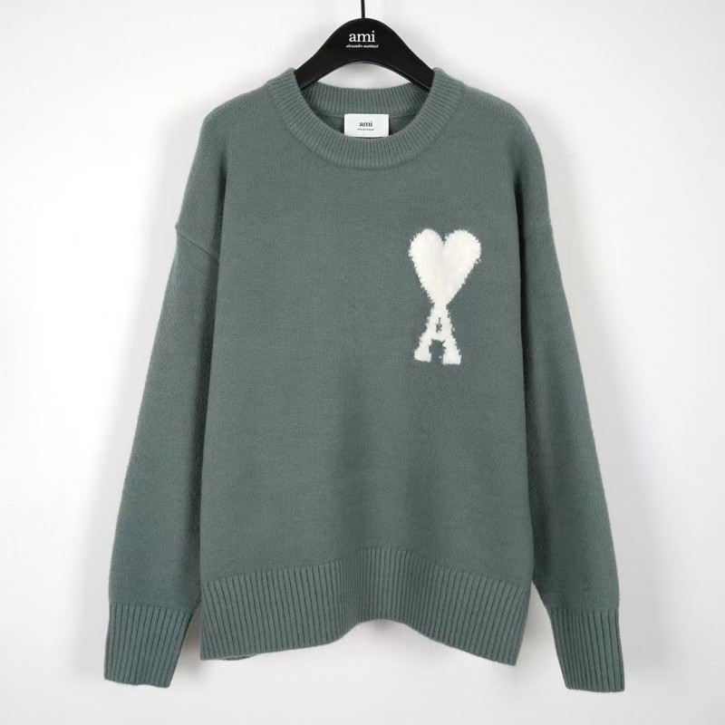 Ami autumn and winter new alpaca wool round neck sweater