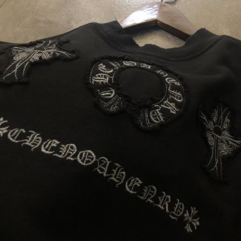 Ch**me He**ts 24ss patch embroidered round neck sweatshirt