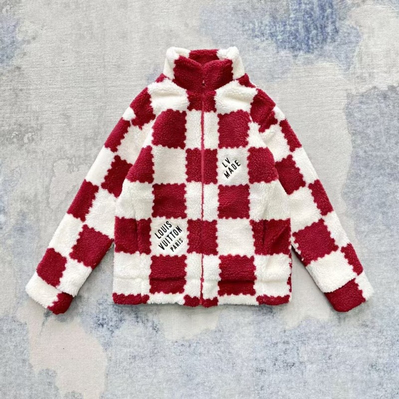 L0*is V*t0n 24ss plaid fleece coat