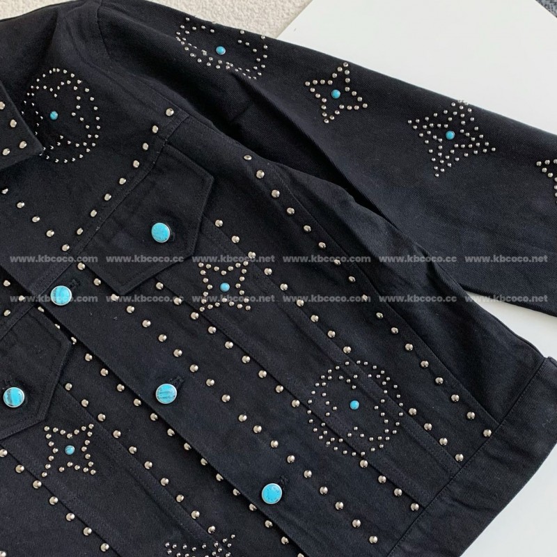 LV turquoise rivet denim jacket