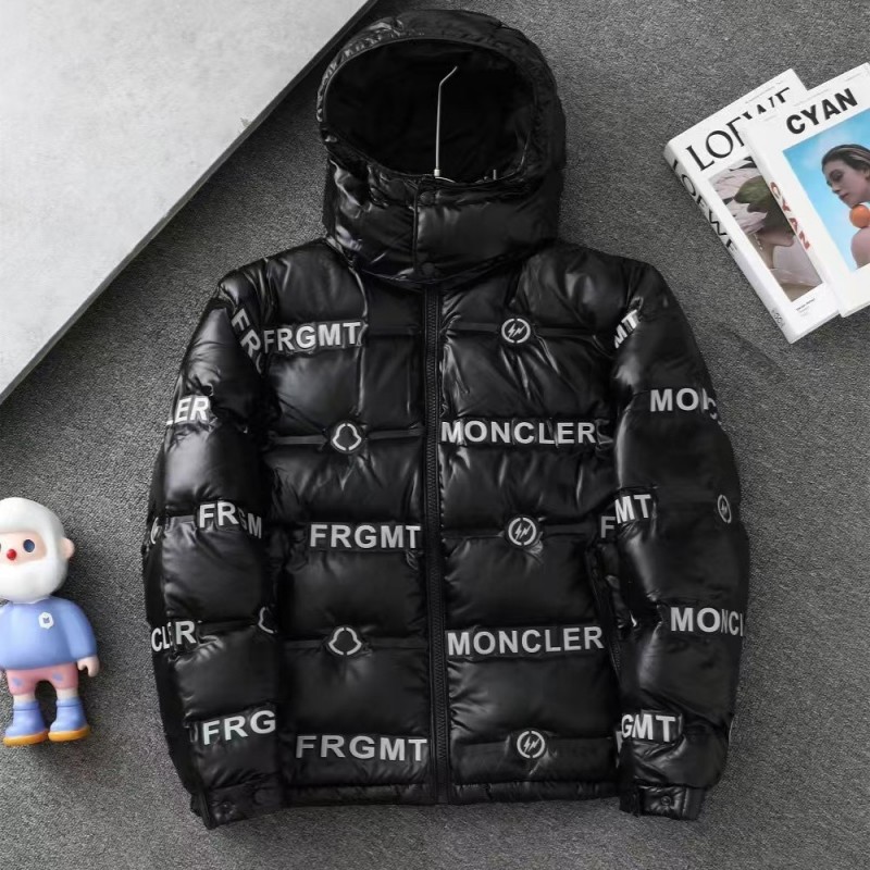 Moncler Fujiwara Hiroshi co-branded full-print letter shiny down jacket