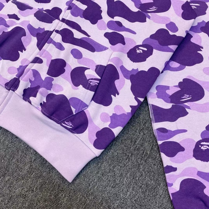 bape purple camouflage classic shark zipper sweatshirt