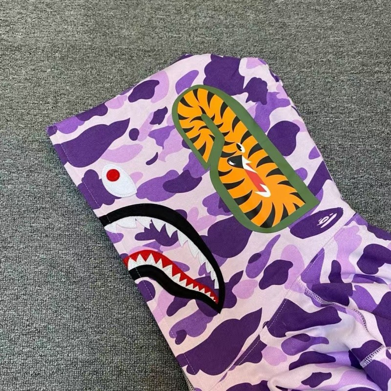 bape purple camouflage classic shark zipper sweatshirt