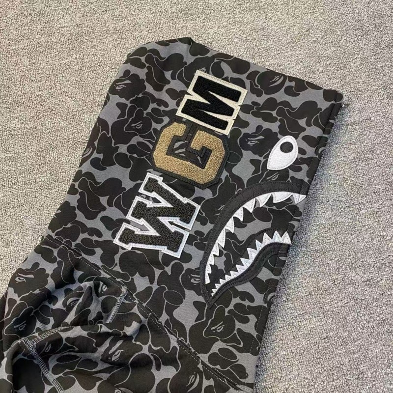 bape grey camouflage classic shark zipper sweatshirt